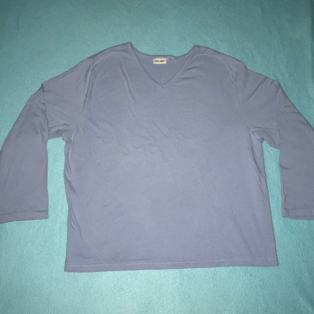 CHEROKEE purple long sleeve v-neck top size L